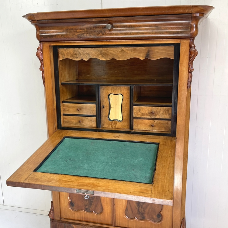 Antieke Biedermeier Secretaire Ladekast Klepkast image 10