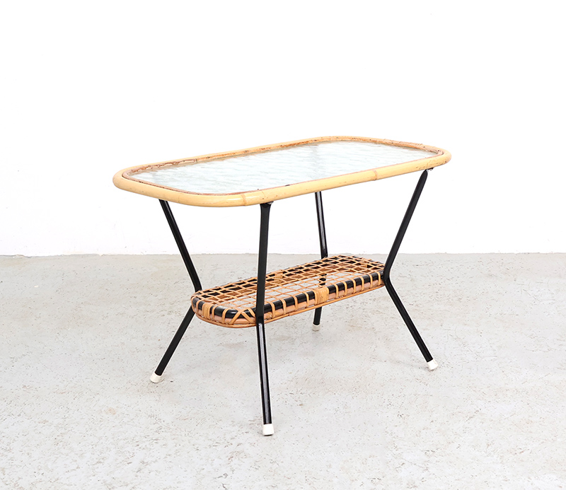 Vintage Rohé Rotan En Glas Salontafel, 1960s image 6