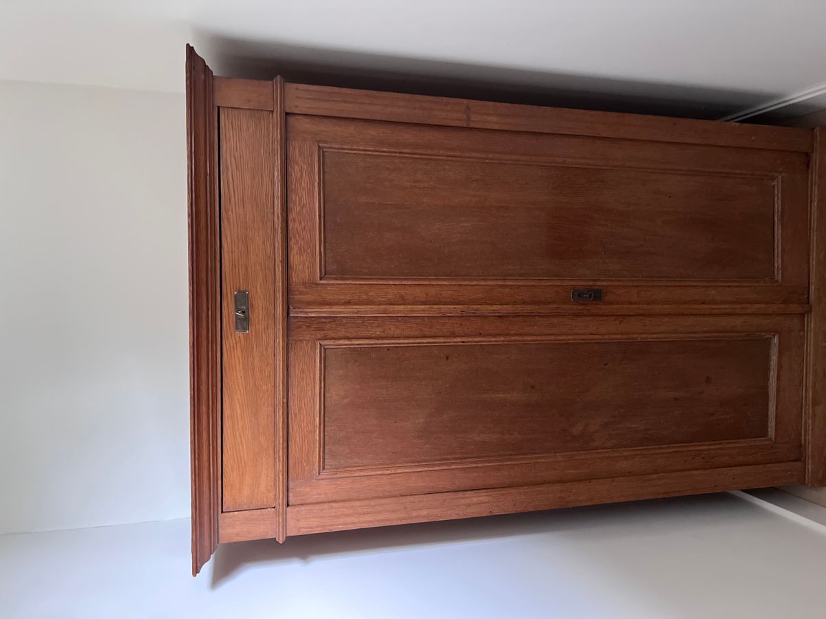 Eiken Tweedeurs Kast Met Bovenlade, Planken En Binnenlades, 104 Cm Breed image 3