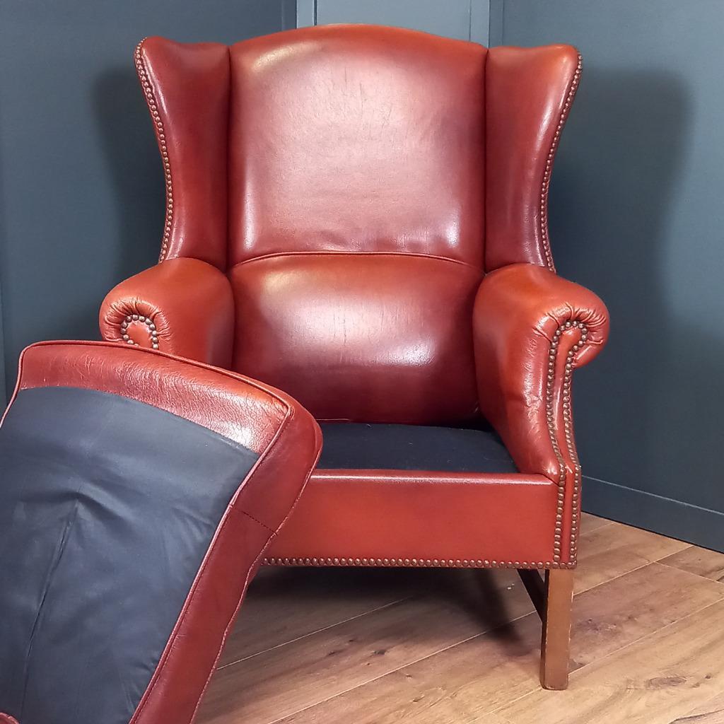 Grote Schapenleren Vintage Engelse Oorfauteuil image 3