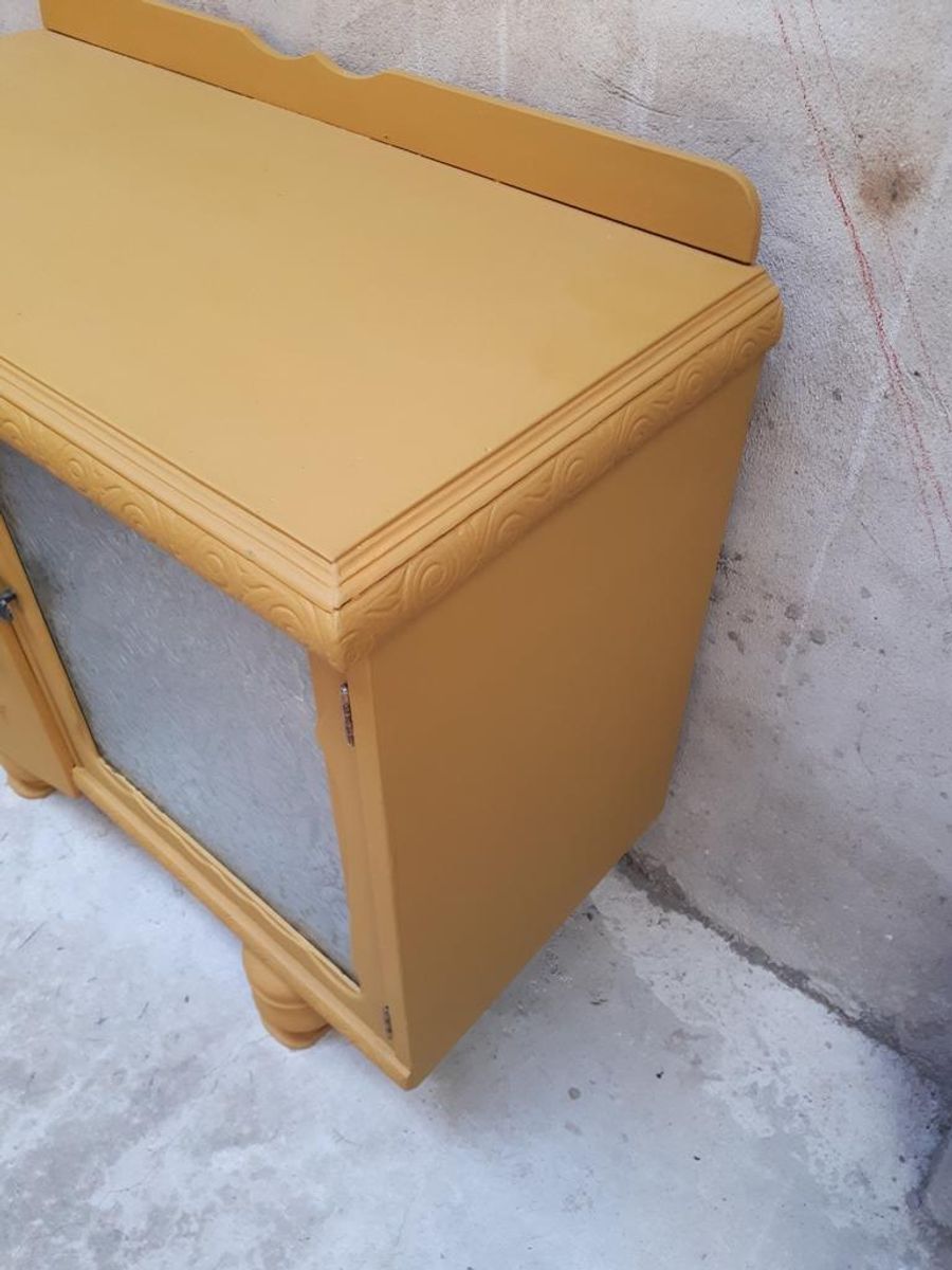 Mosterd Geel Vintage Kastje Dressoir Meubel Vitrine Kast image 6
