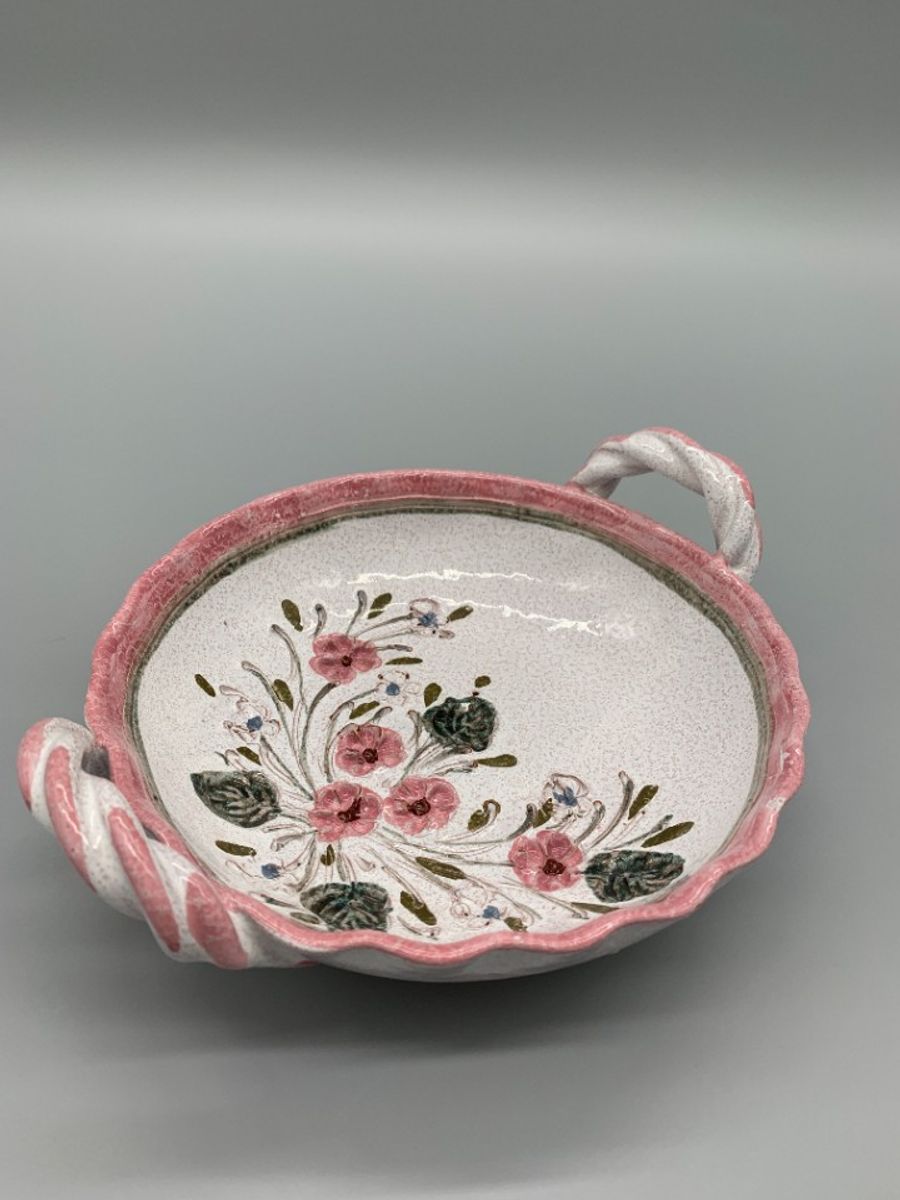 Duits Keramiek Schaaltje Roze Handarbeit image 3