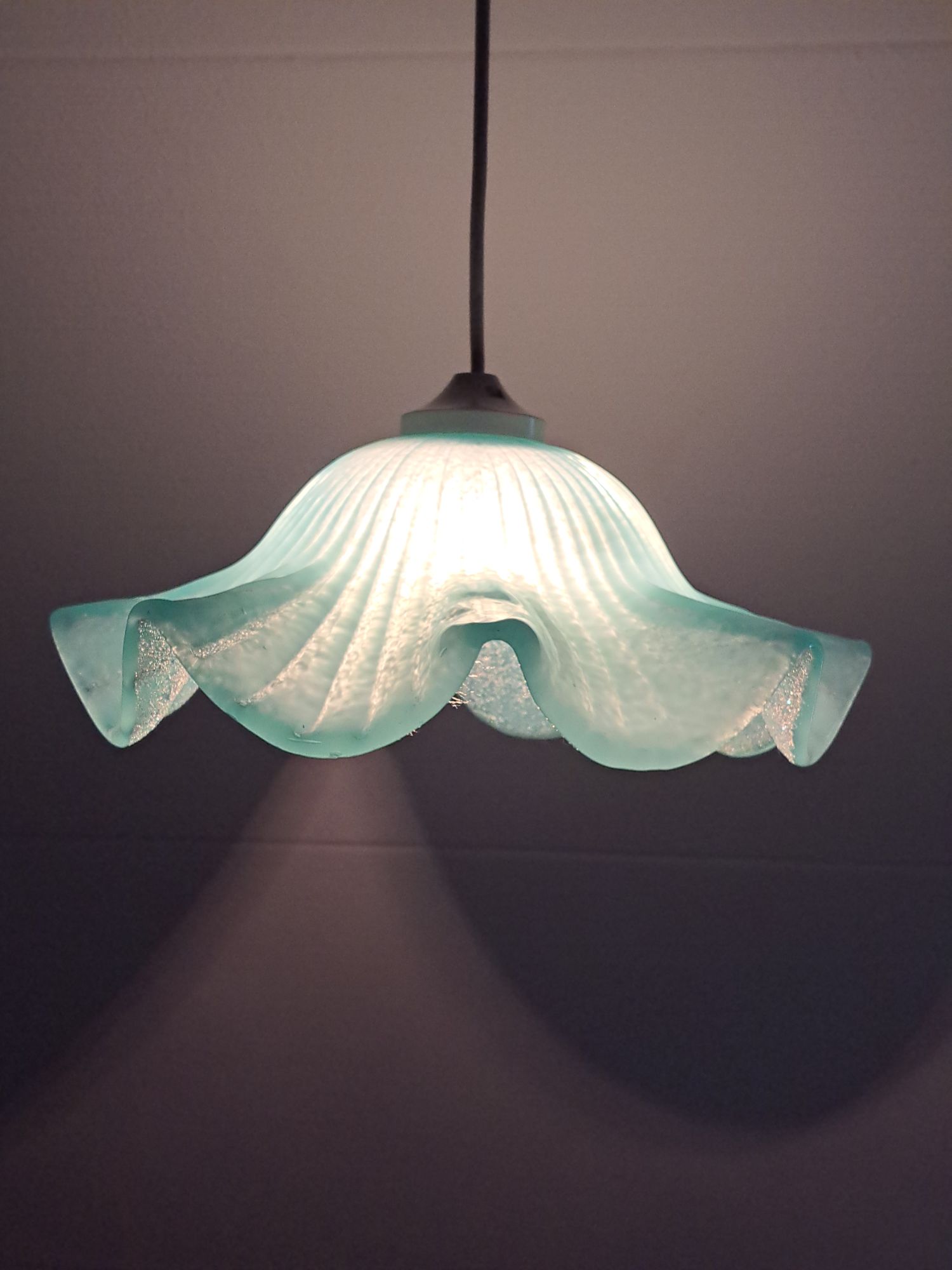 Vintage Glazen Hanglamp Blauw image 9