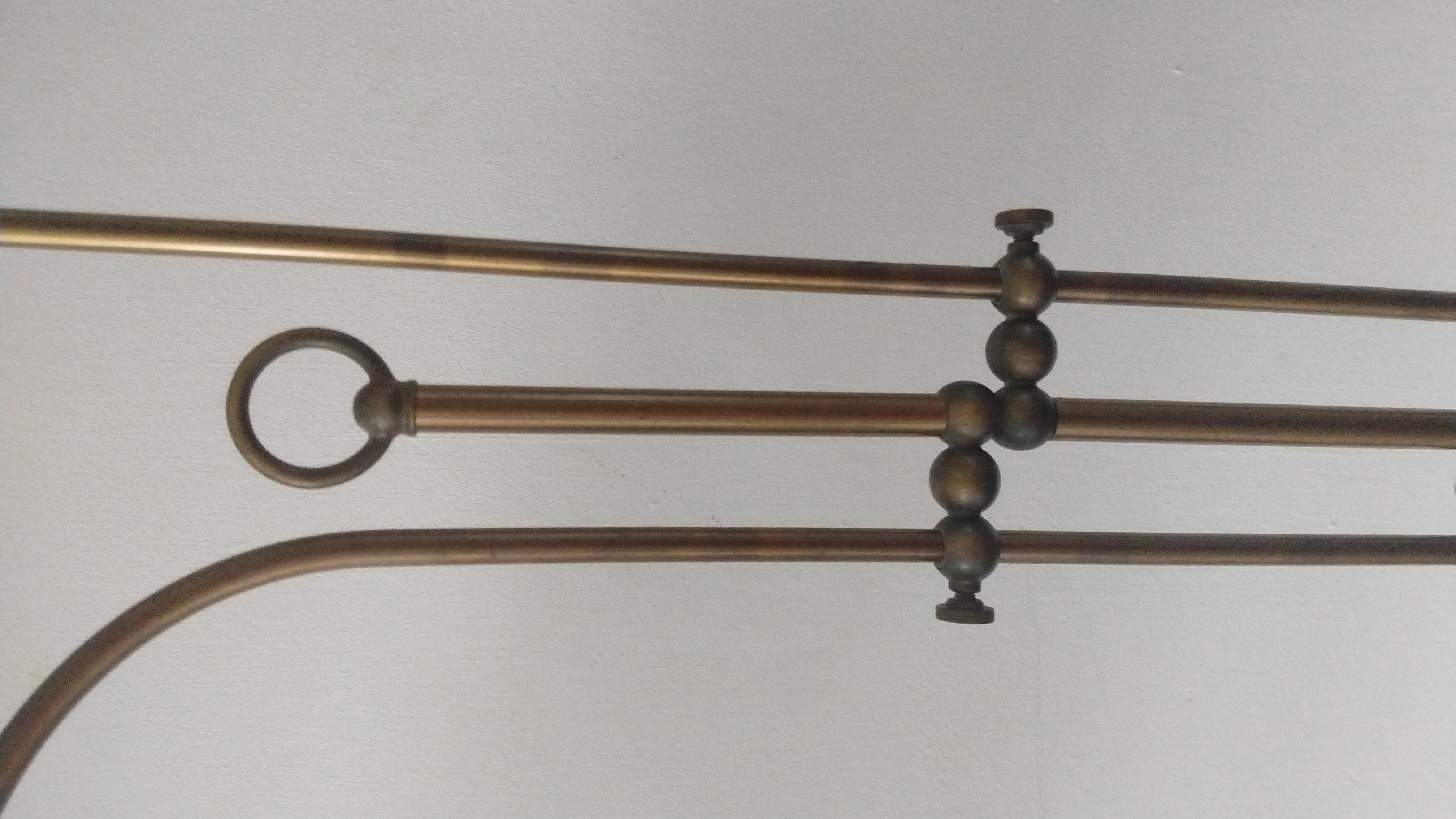 Vintage Messing Vloerlamp Met Metalen Emaille Kappen image 7