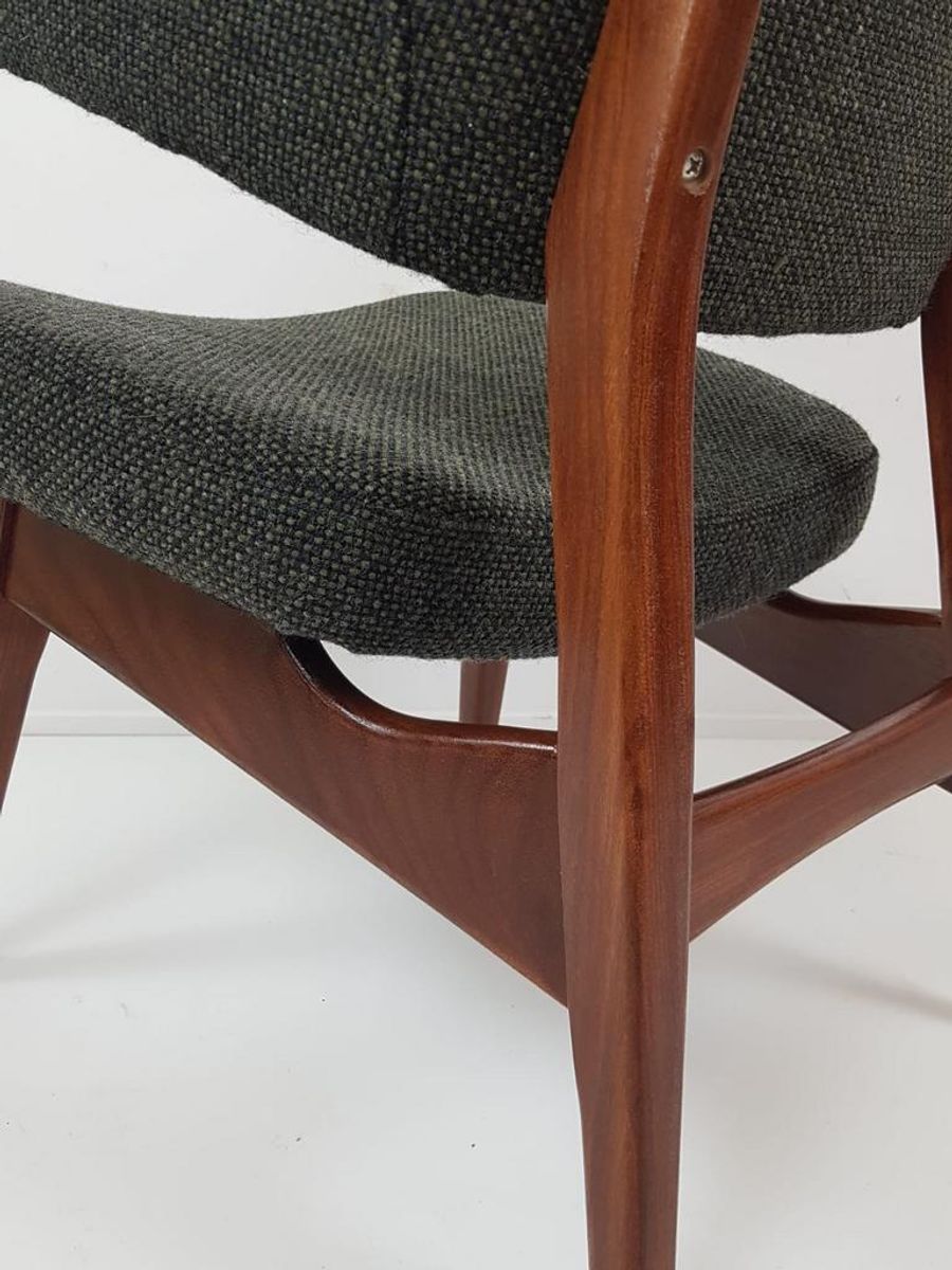 Vintage Louis van Teeffelen Fauteuil Webe Groen Wol De Ploeg image 7