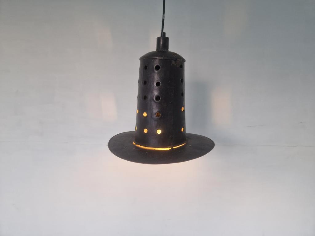 Vintage Metalen Brutalist Hanglamp image 3