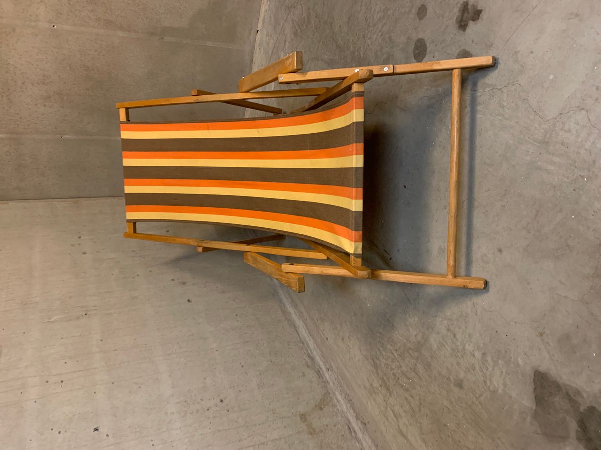 Vintage Vrolijke Strandstoel Met Voetbankje image 3