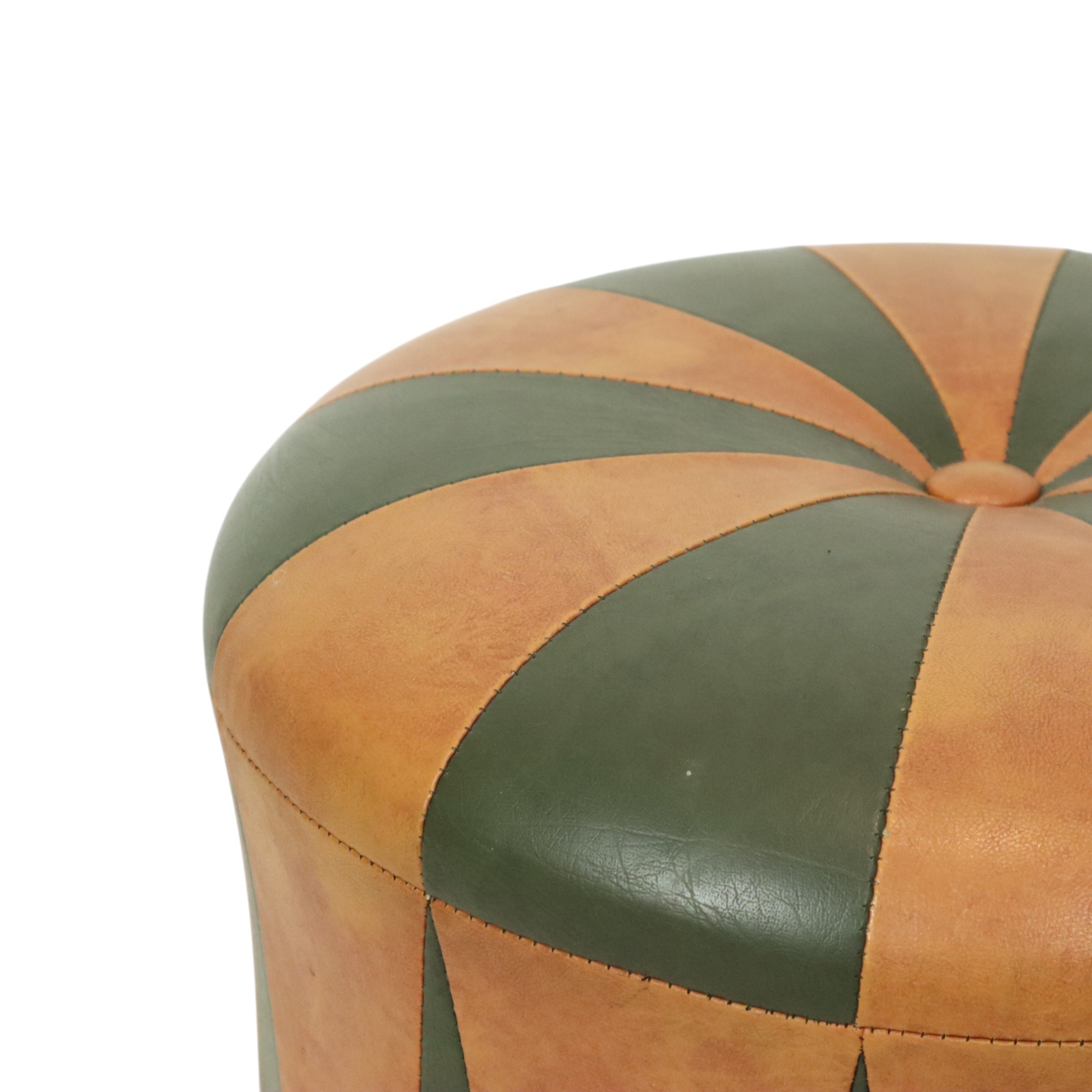 Ronde Vintage Poef Groen Bruin Tweekleurig Skai Sixties image 5