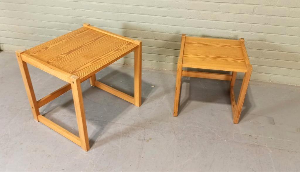 Vintage Grenen Mimiset Bijzettafels image 15