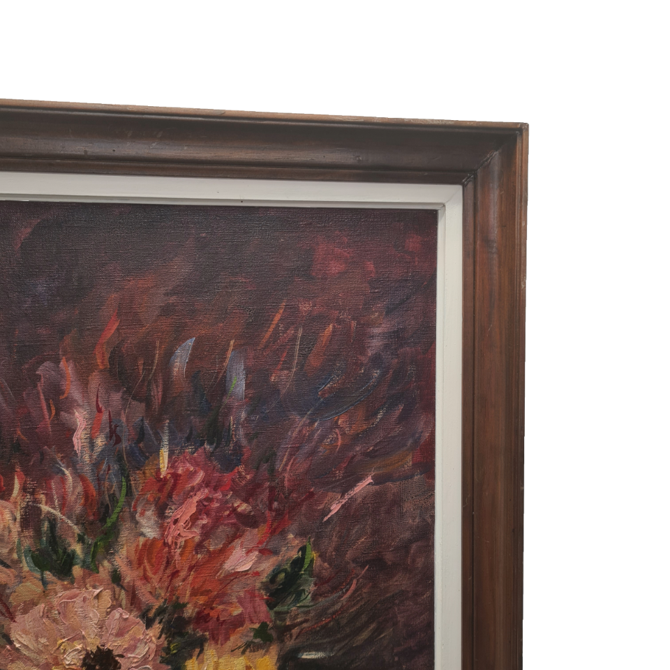 Olieverf Schilderij Op Doek Met Bloemen Van E. Marie image 7