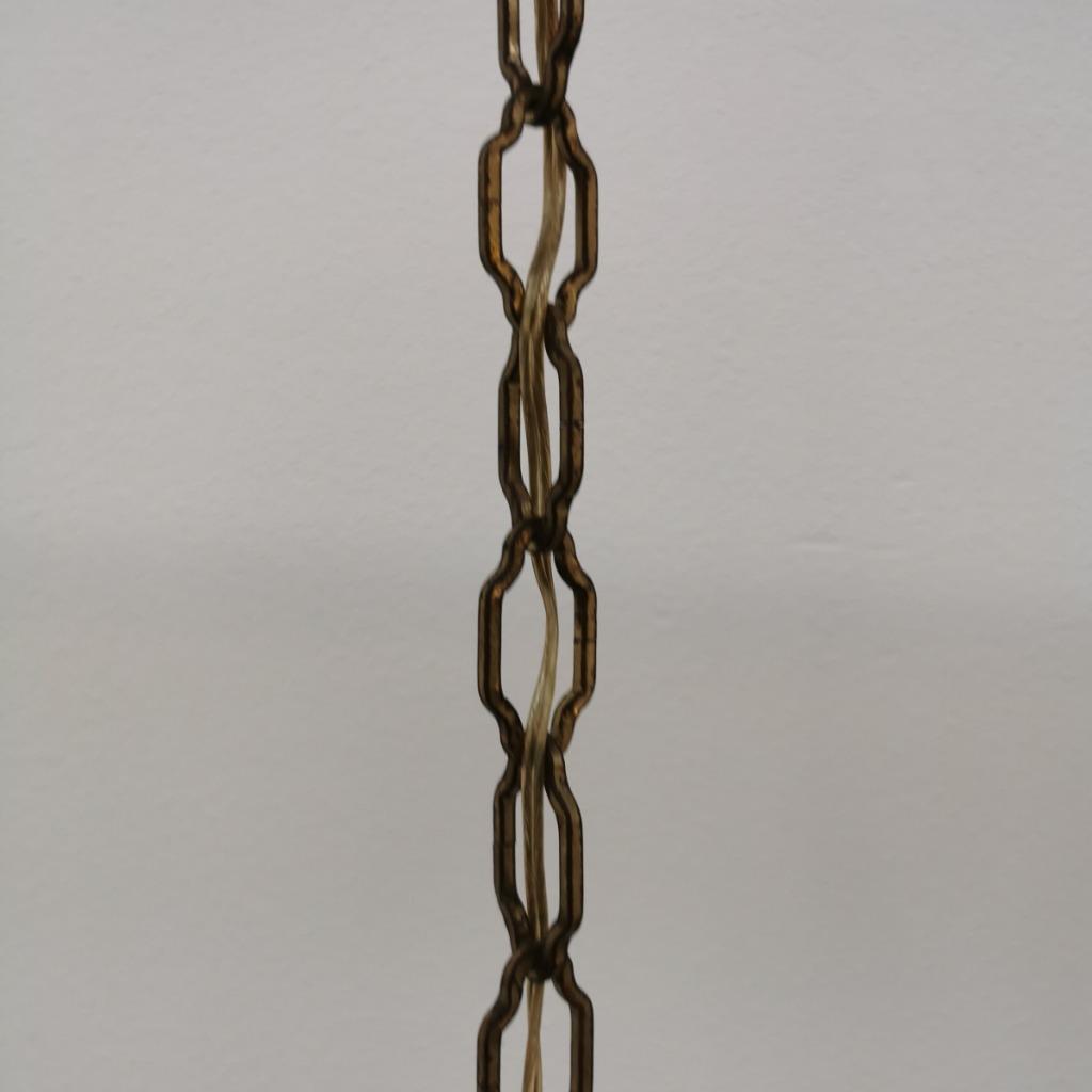Vintage Franse Messing Lantaarnlamp, Hanglamp, Lamp Met Ketting image 5