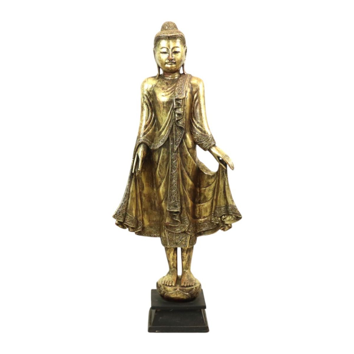 Enorm Boeddhabeeld Verguld Hout Mandalay Birma 140cm image 7