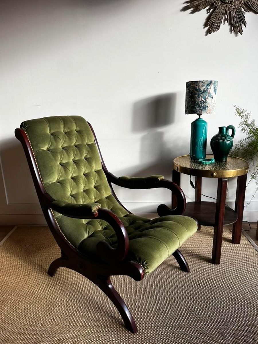Sale Groene Chesterfield Victoriaans Fauteuil Vintage image 12