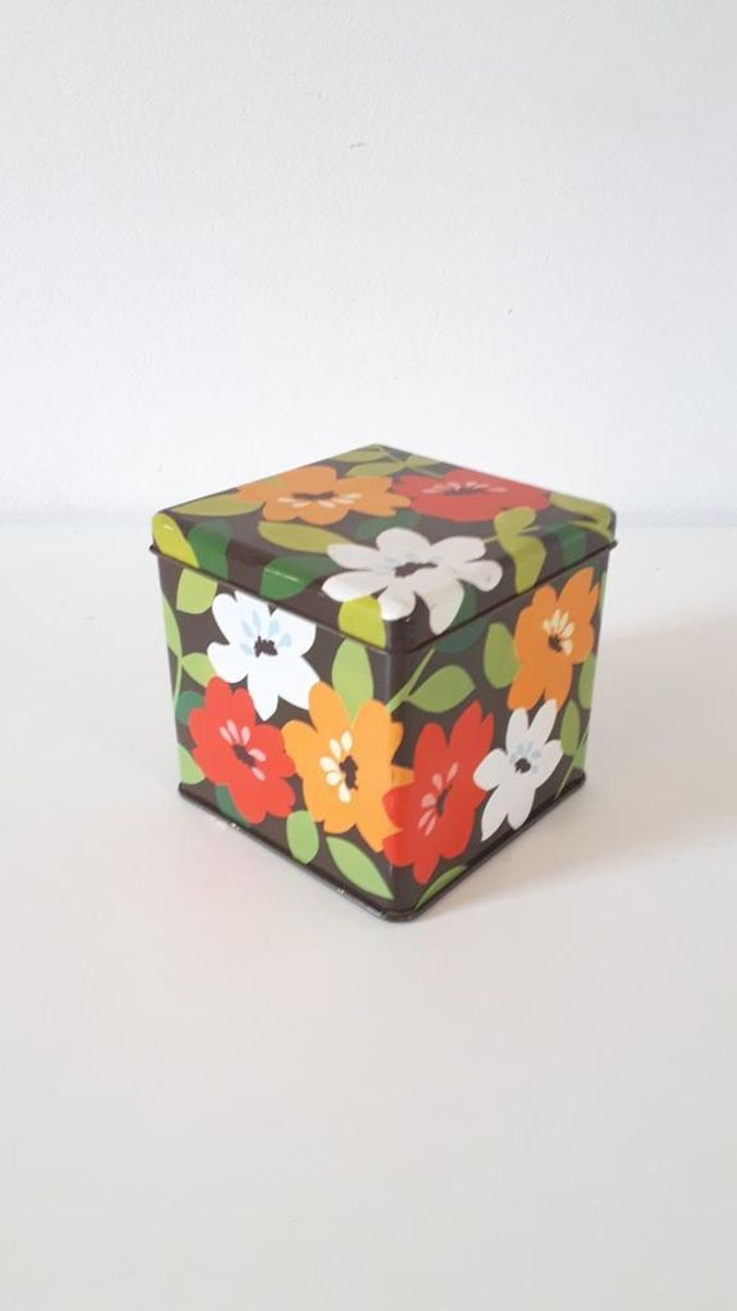 Retro Blikje Bloemen Theeblik Blik image 2