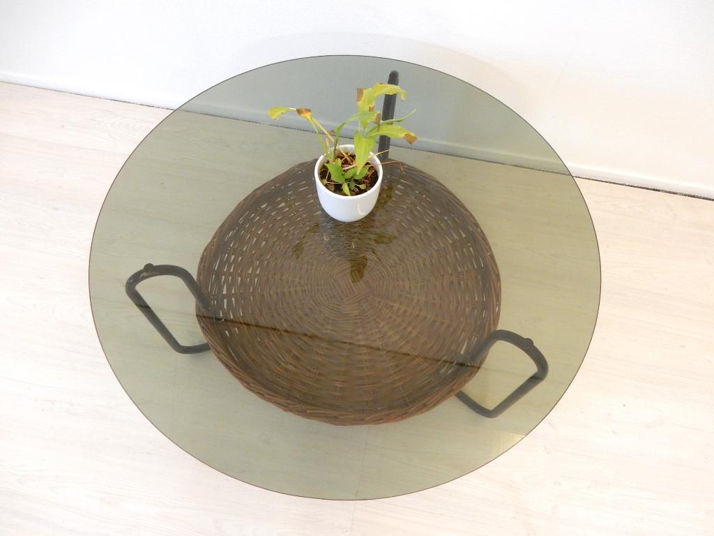 Vintage Tafel Salontafel Rond Jaren 60 / 70 Glas Lectuurbak image 4