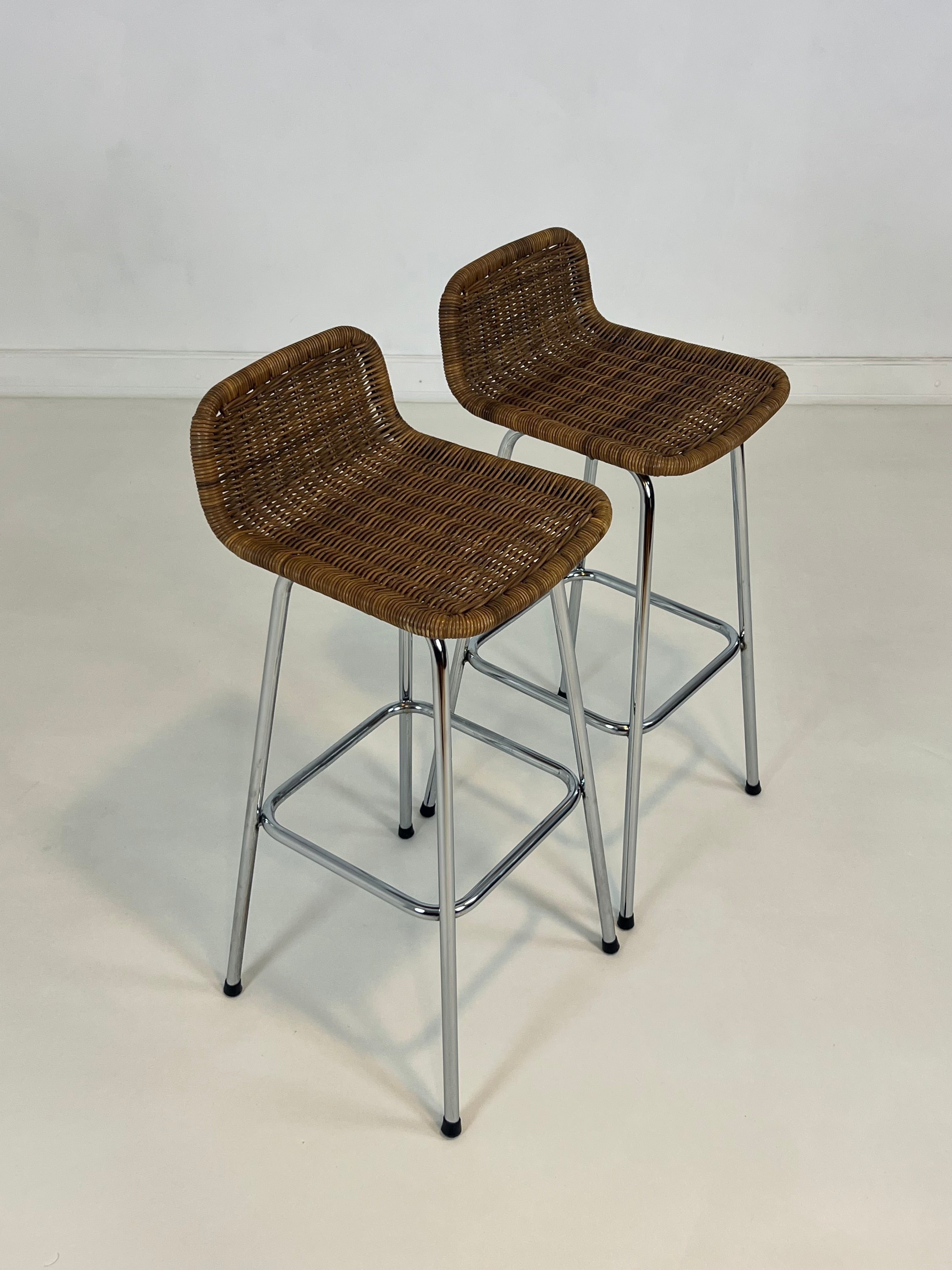 Set Of 2 Vintage Rattan Stools image 5
