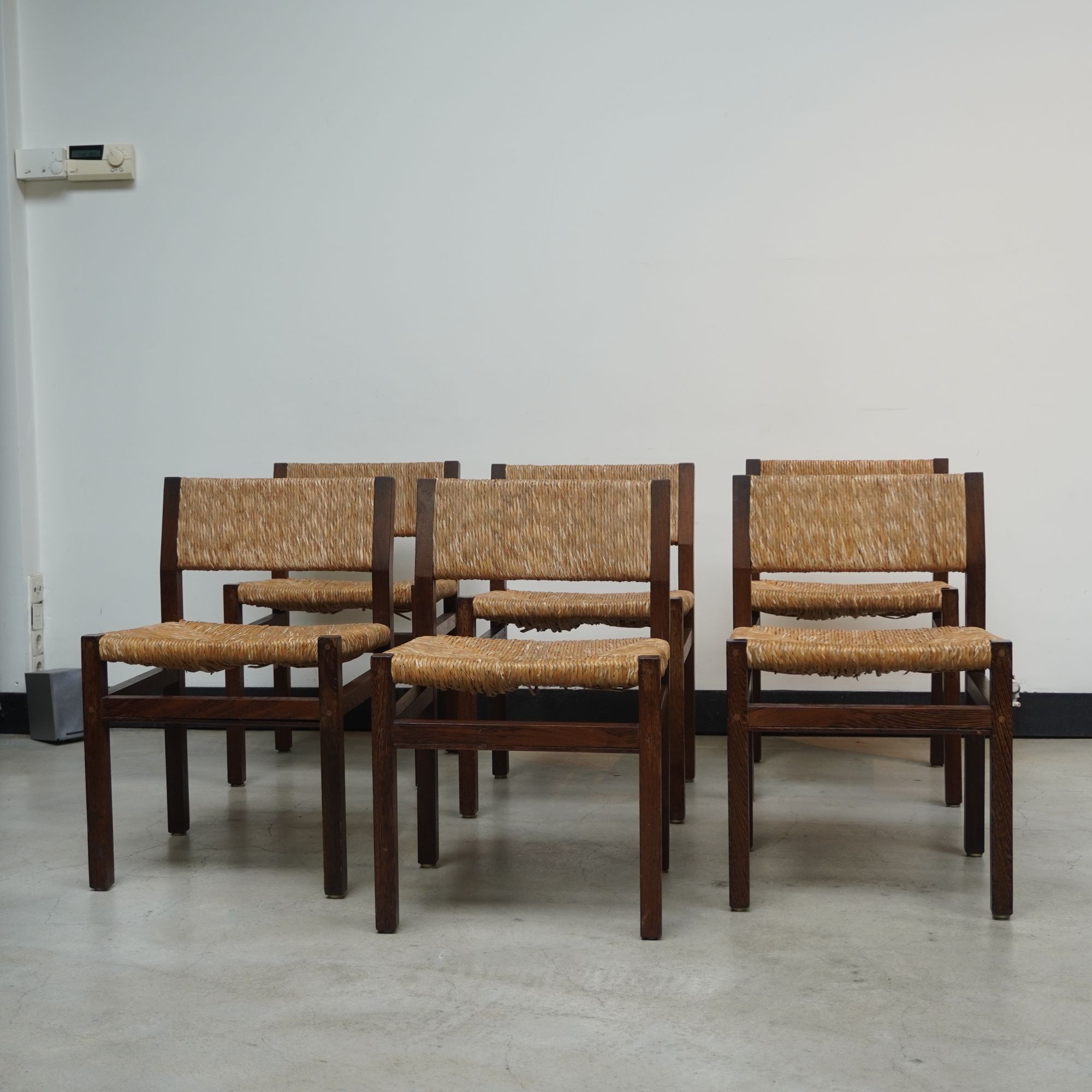 Wenge & Wicker Dining Chairs Set Of 8 'se82' Design By Martin Visser, 1970s image 2