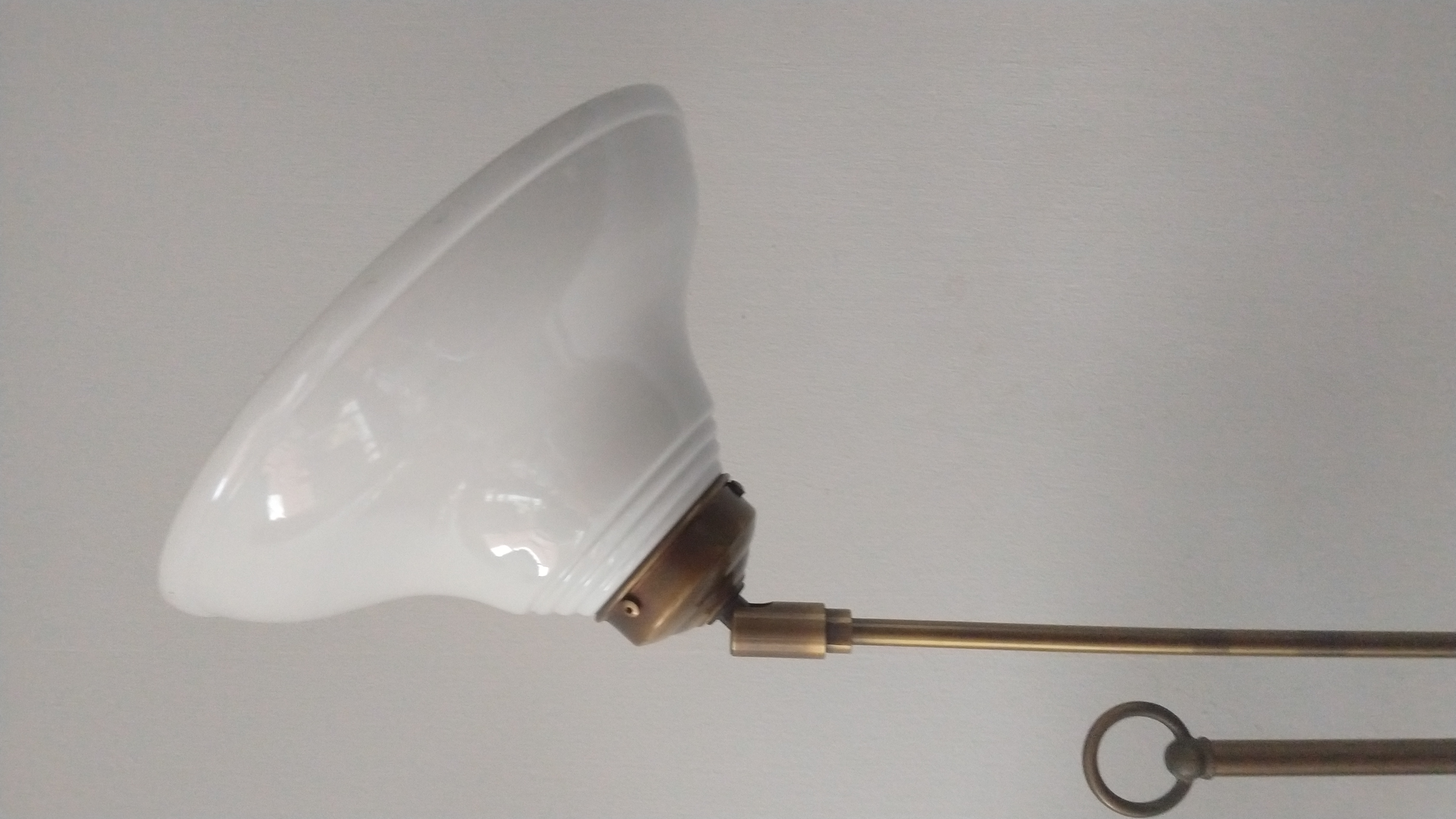 Vintage Messing Vloerlamp Met Metalen Emaille Kappen image 6