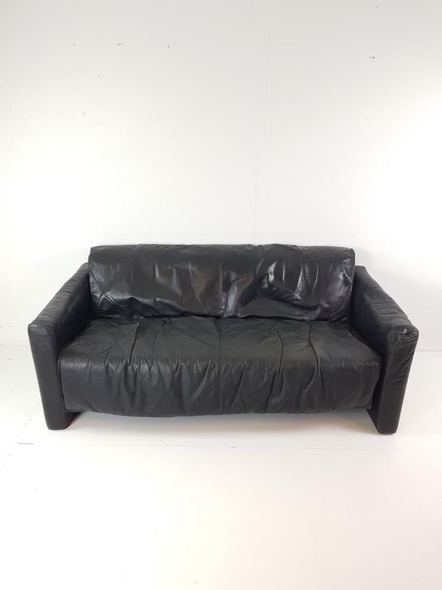 Setprijs Leolux 'pago Pago' Bank Stel Zwart Leer Vintage 2st image 4