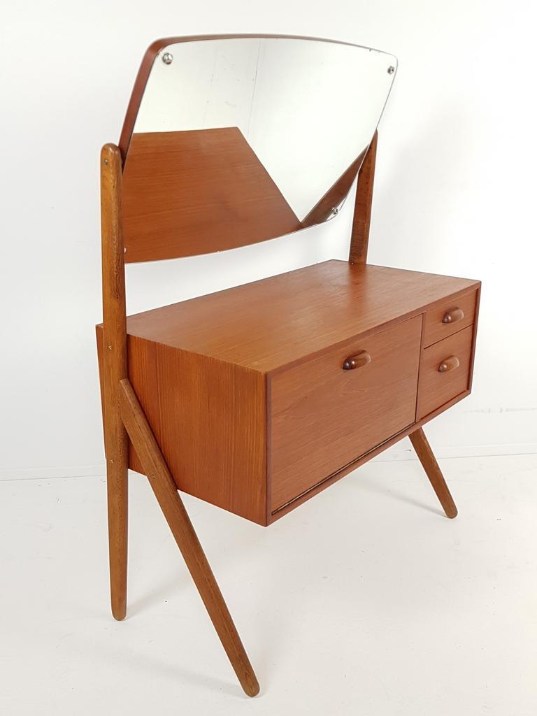 Vintage Deense Kaptafel Teak | Make Up Kastje Spiegel Danish image 2