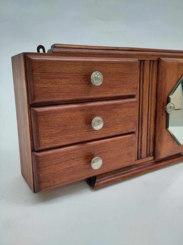 Vintage Houten Art Deco Kastje Medicijnkastje Hout image 3