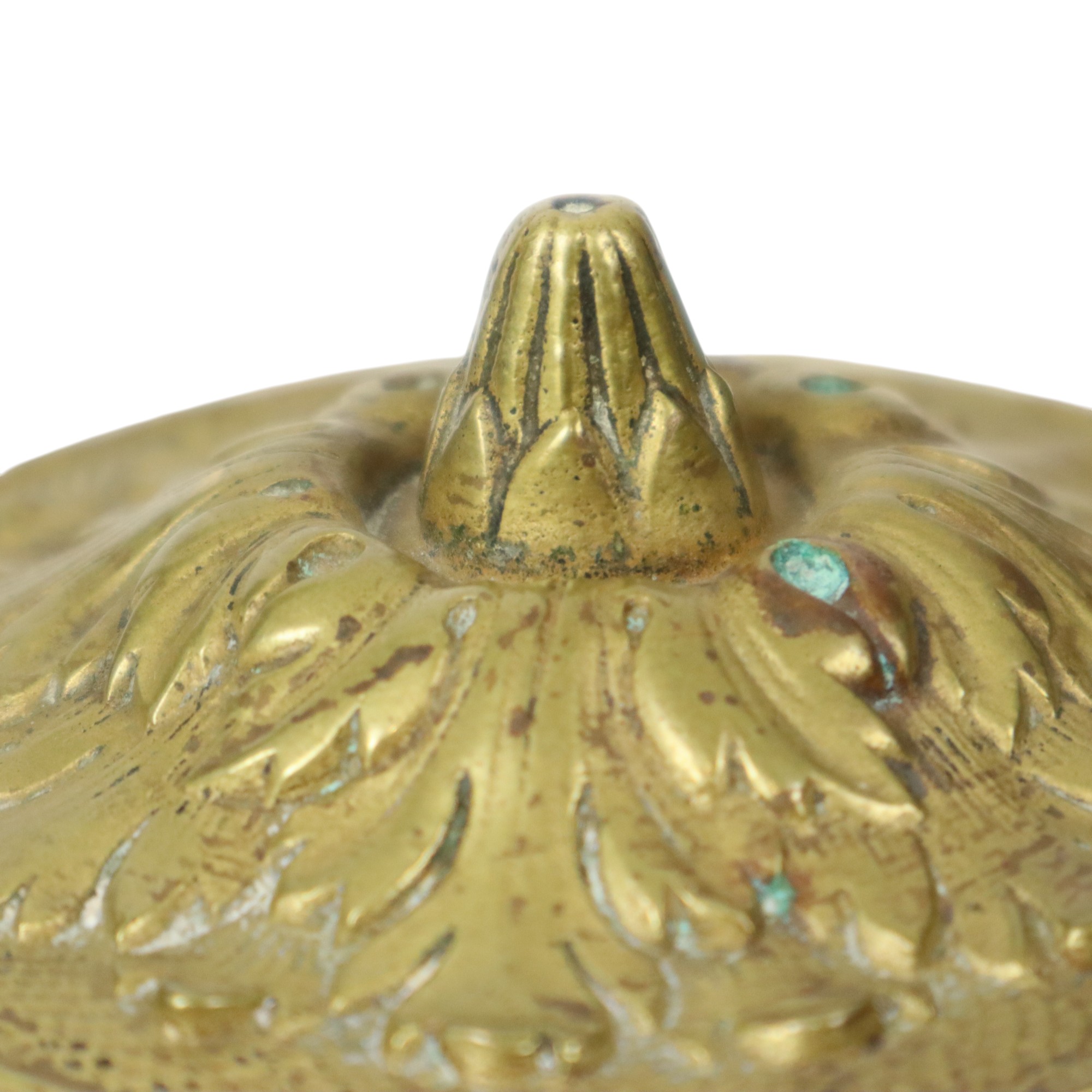 Oude Messing Beker Met Deksel Mythisch Figuur 14cm image 10