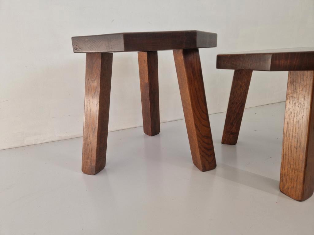 Massief Eiken Houten Brutalist Tafeltjes. image 7
