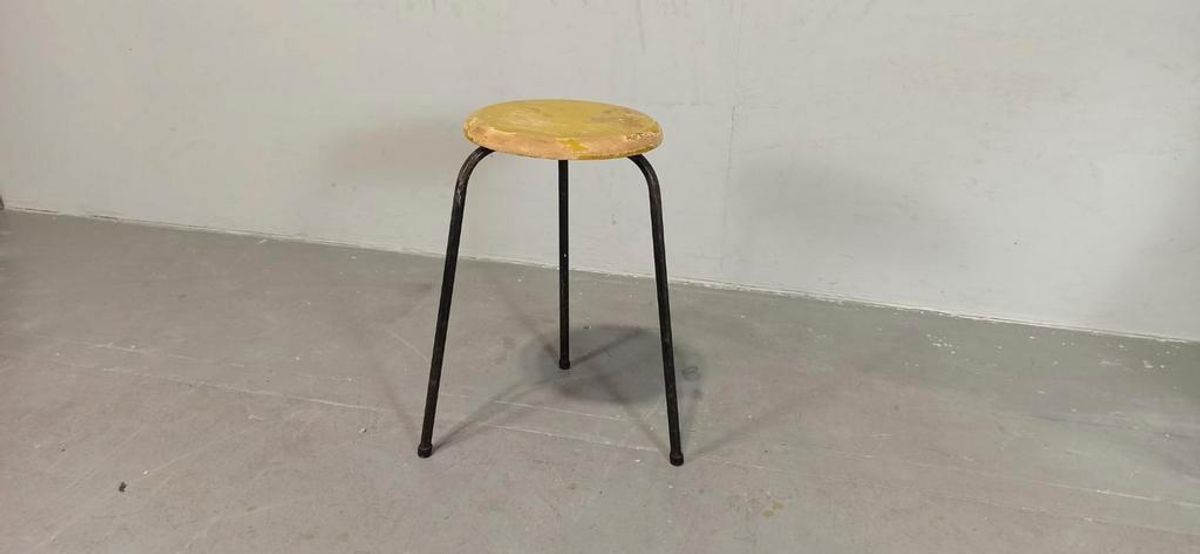 Vintage Industriëlle Kruk, Geel image 10