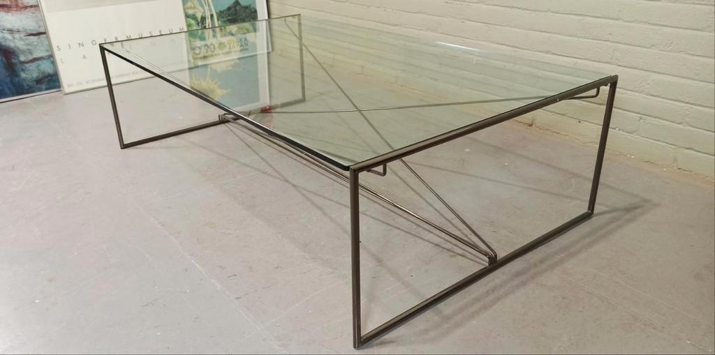 Vintage Postmodern Glas En Metaal Salontafel image 7