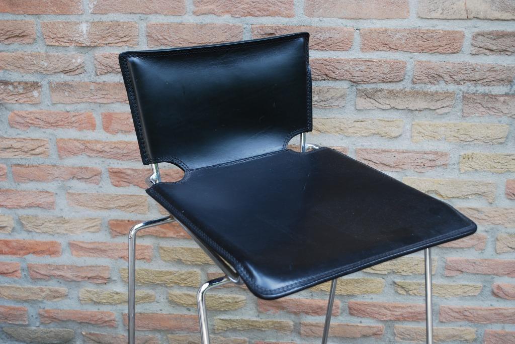Design Barkruk Chrome En Zwart Leer image 6