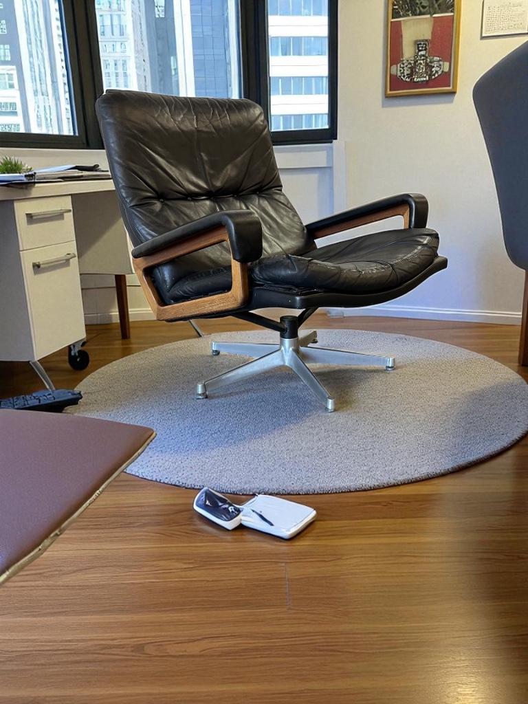 Vintage Zwart Lederen Fauteuil / Eenzit Andre Vandenbeuck image 3