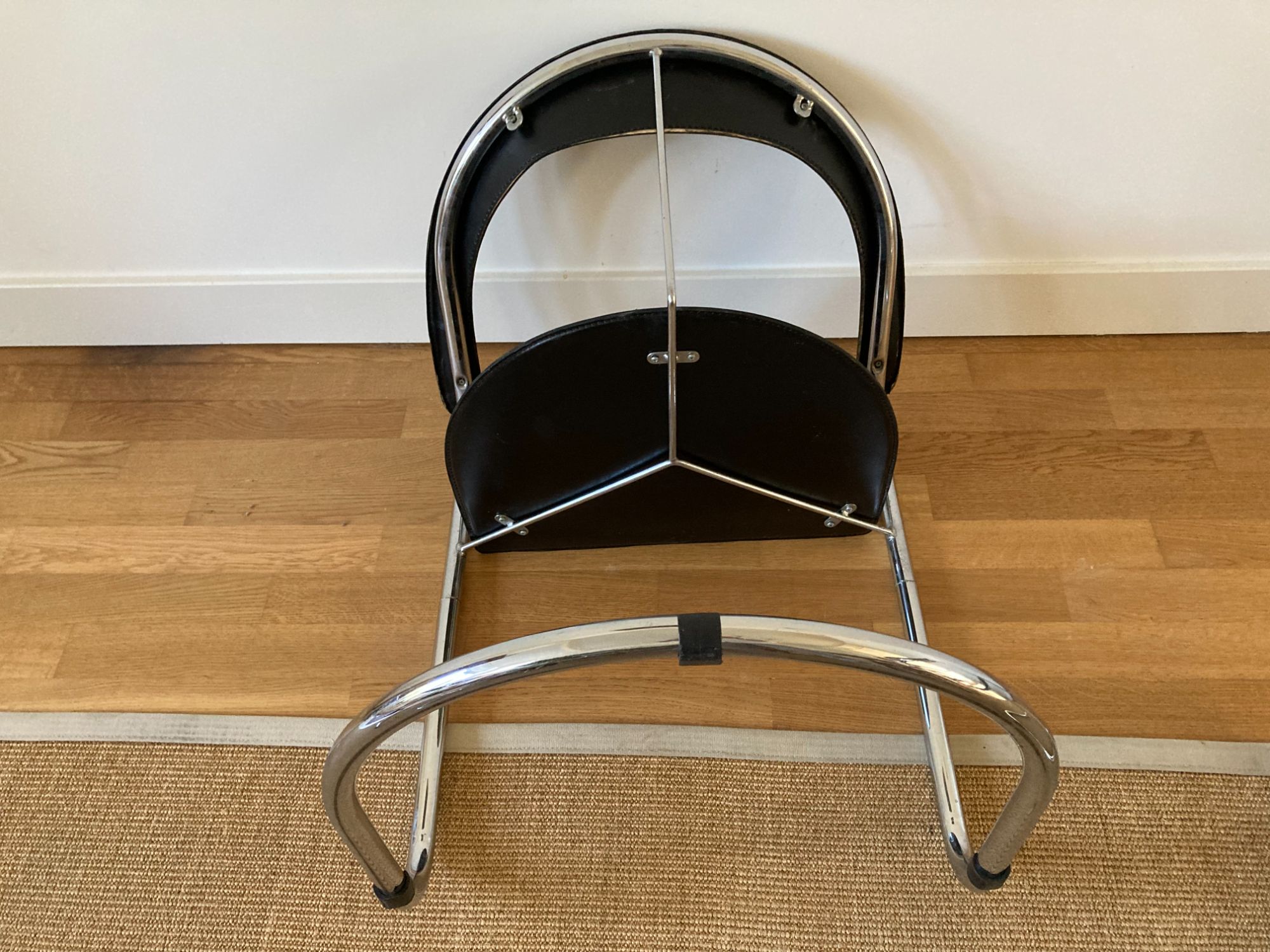 4 Italiaans Design Tuigleer Chroom Buisframe Stoelen image 7