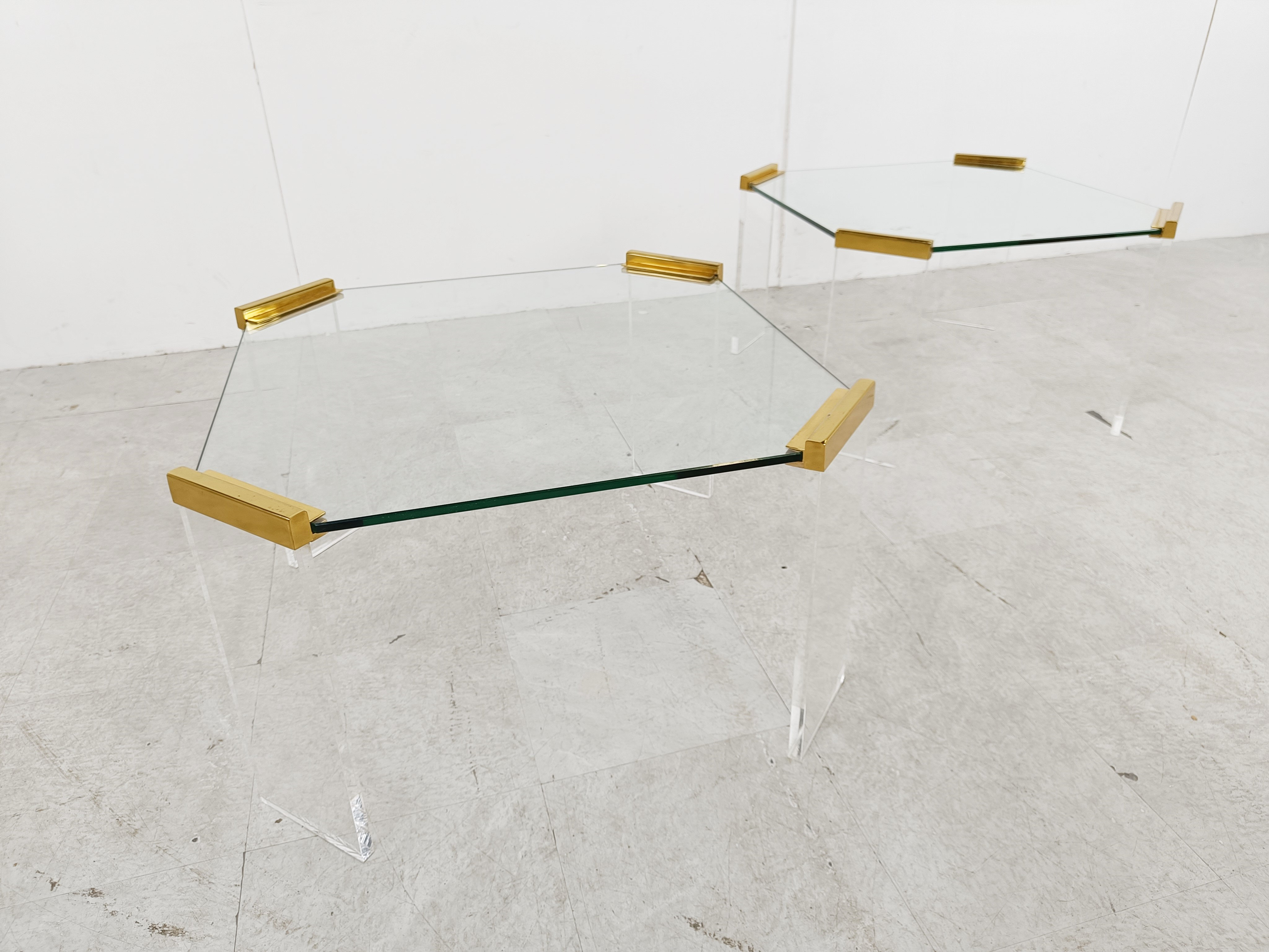 Lucite And Brass Coffee Or Side Tables, 1970s image 5