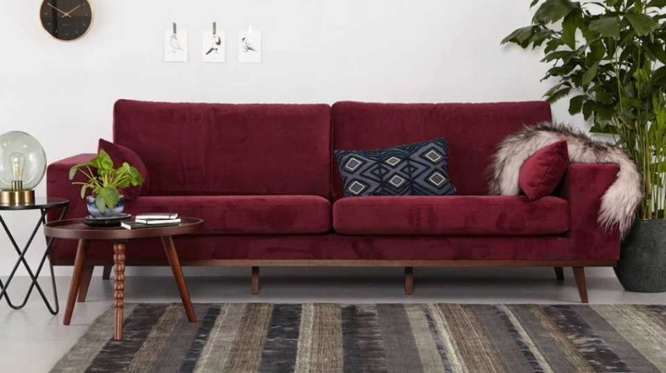 Bank Torino - Aubergine/Rood Velvet | 2-Zitsbank | Hollywood Regency |  Reliving