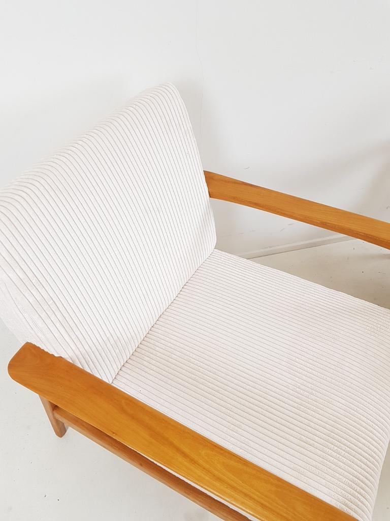 Vintage Fauteuil 2 Stuks Crème Japandi Stijl Ribstof Nieuw image 6