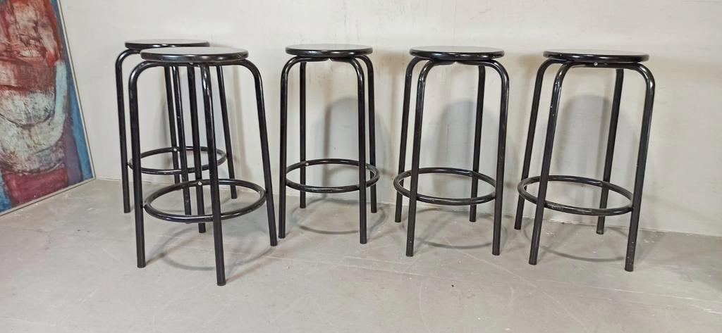 5 X Vintage Barkruk, Zwart, P/p/s image 13