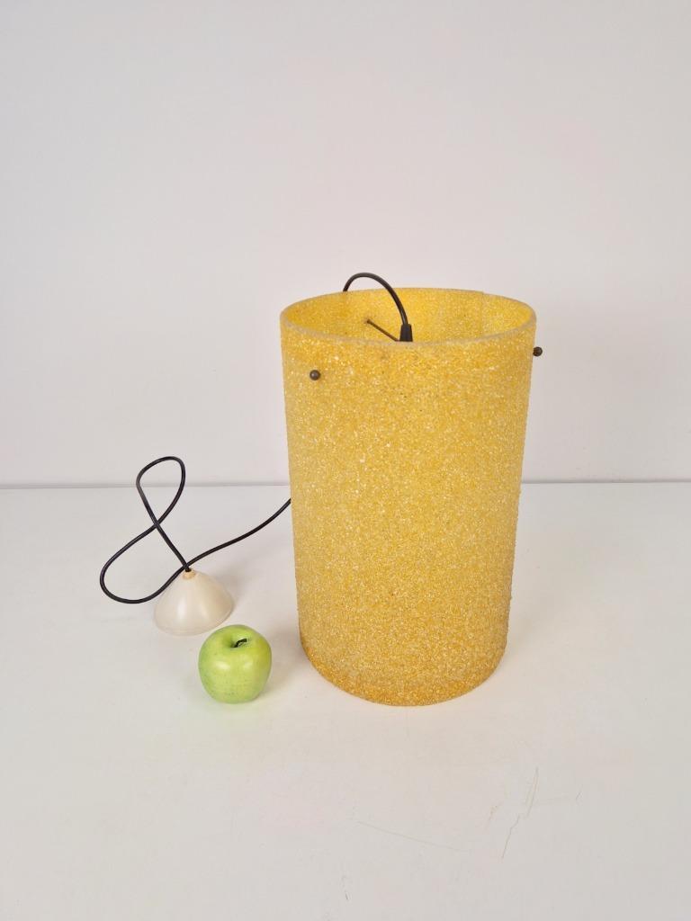 Vintage Hanglamp Polyester Sugar Tube Geel Suiker ‘60 Brass image 14