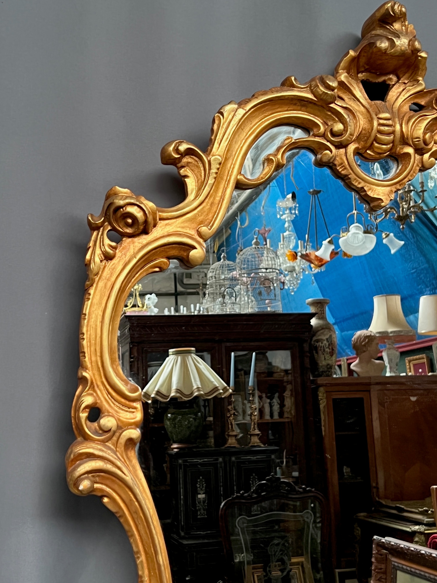 Vergulde Spiegel. Hout. image 4