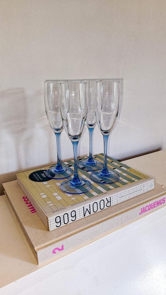 4x Champagneglazen Luminarc France Lichtblauwe Steel image 2