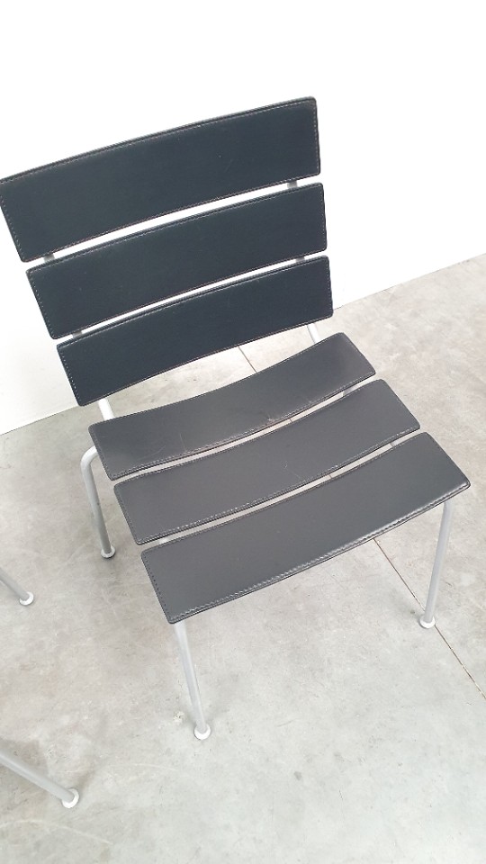 Giancarlo Vegni Fasem Italy Stripe Zadelleer Stoelen Vintage Design image 10