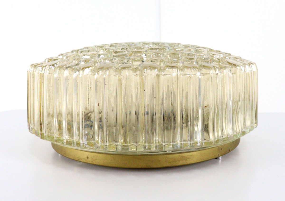 Glashütte Limburg Plafondlamp Plafonniere Amberkleurig Vintage image 7