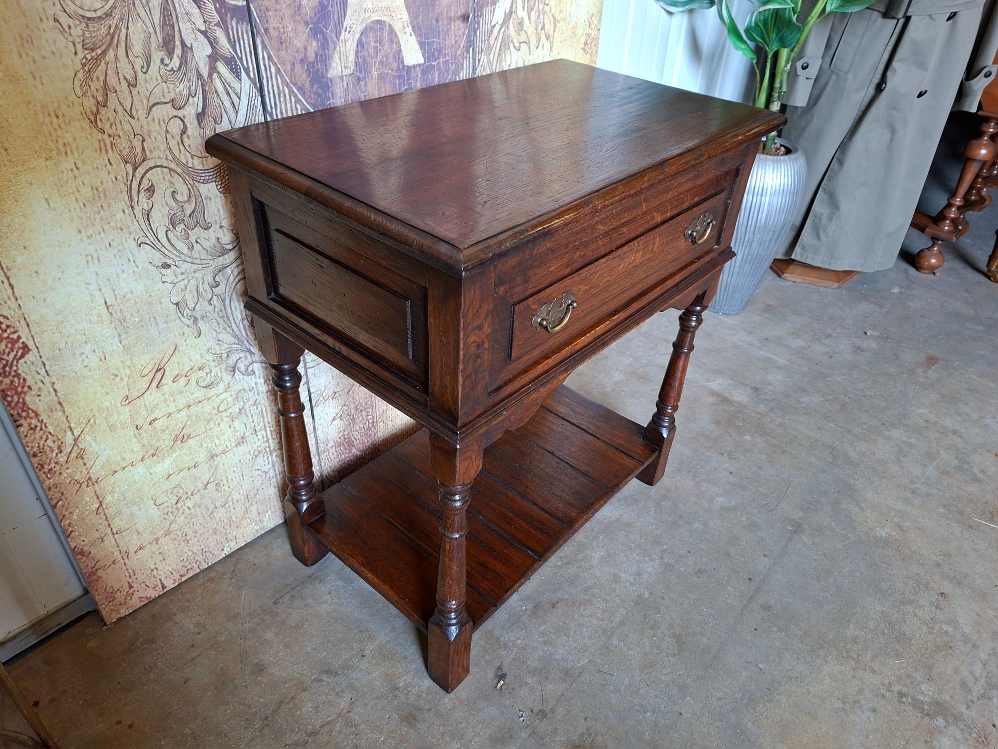 Antiek Klassieke Engels Sidetable, Haltafel, Wandconsole Afm.65x39m En 71cm Hoog. image 4