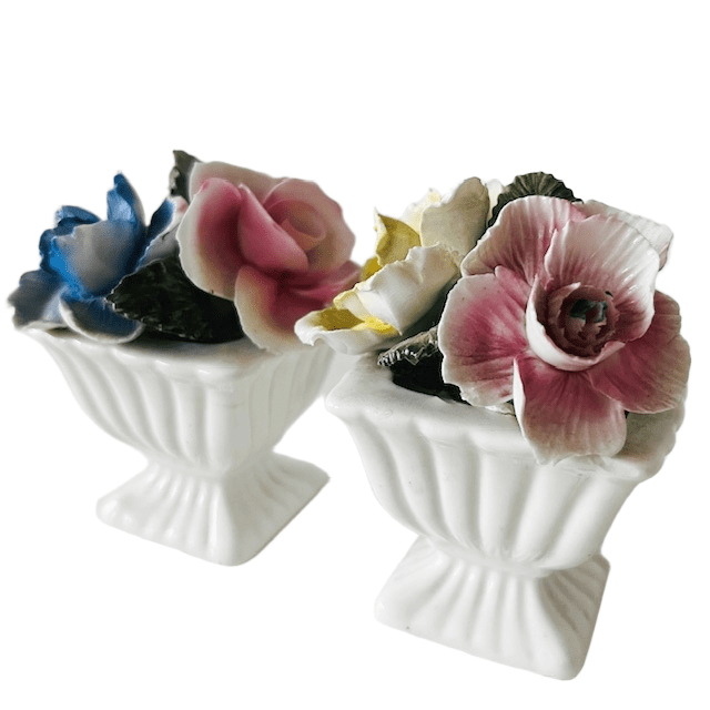 Vintage Royal Thorley Fine Bone China Bloemboeket Beeldje Set 1980’s image 3