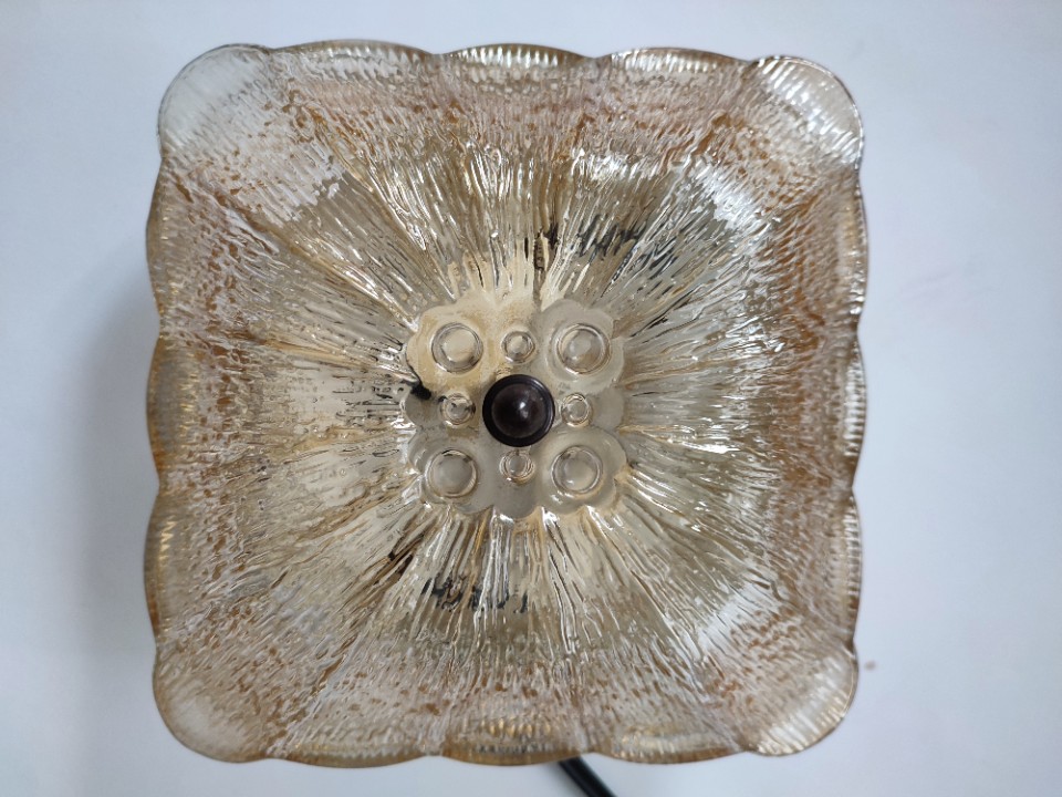 Vintage Plafondlamp Plafonnière Wandlamp Jaren '60 Sixties Glas Amber image 2