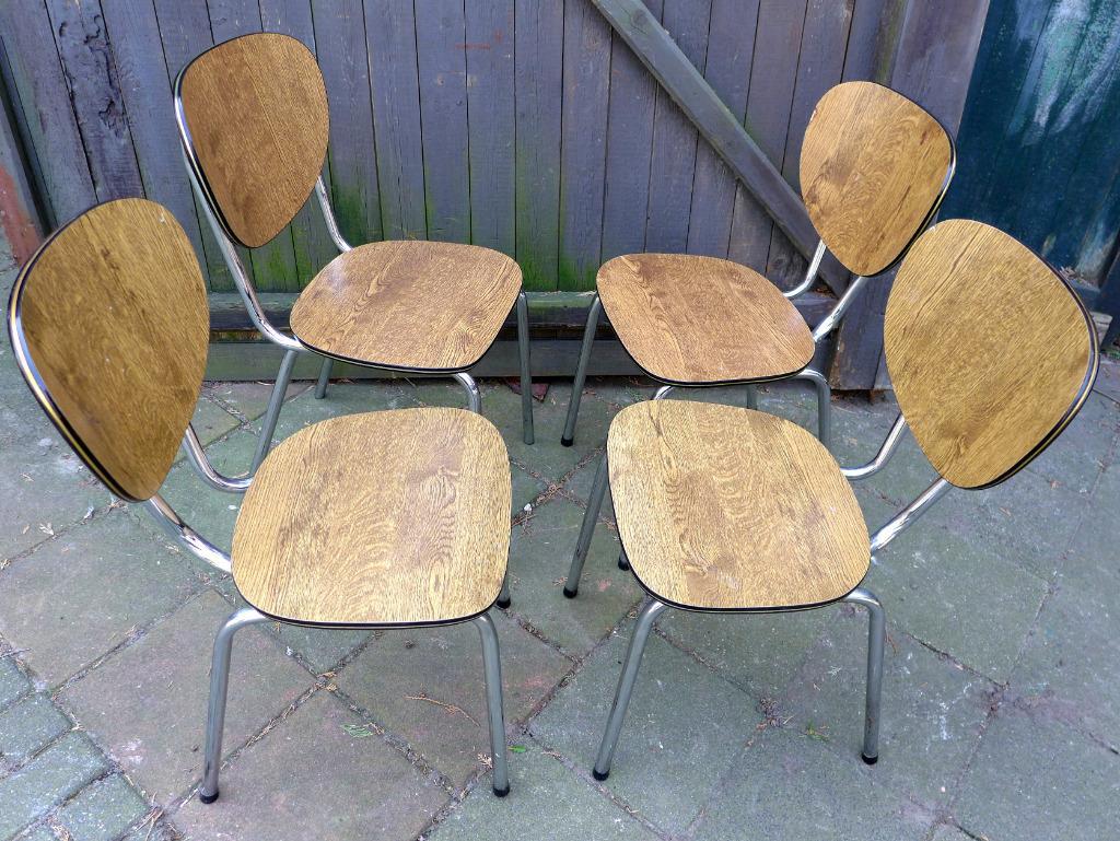 Mooi Set Van 4 Vintage Retro Formica Stoelen image 3
