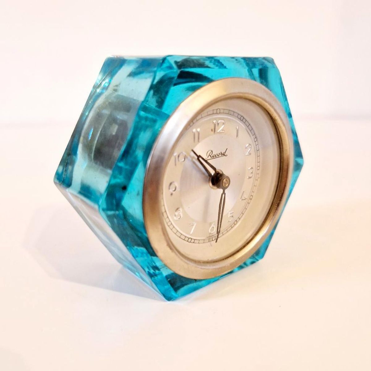 Antiek Glazen Klokje Record Tafel Klok image 3