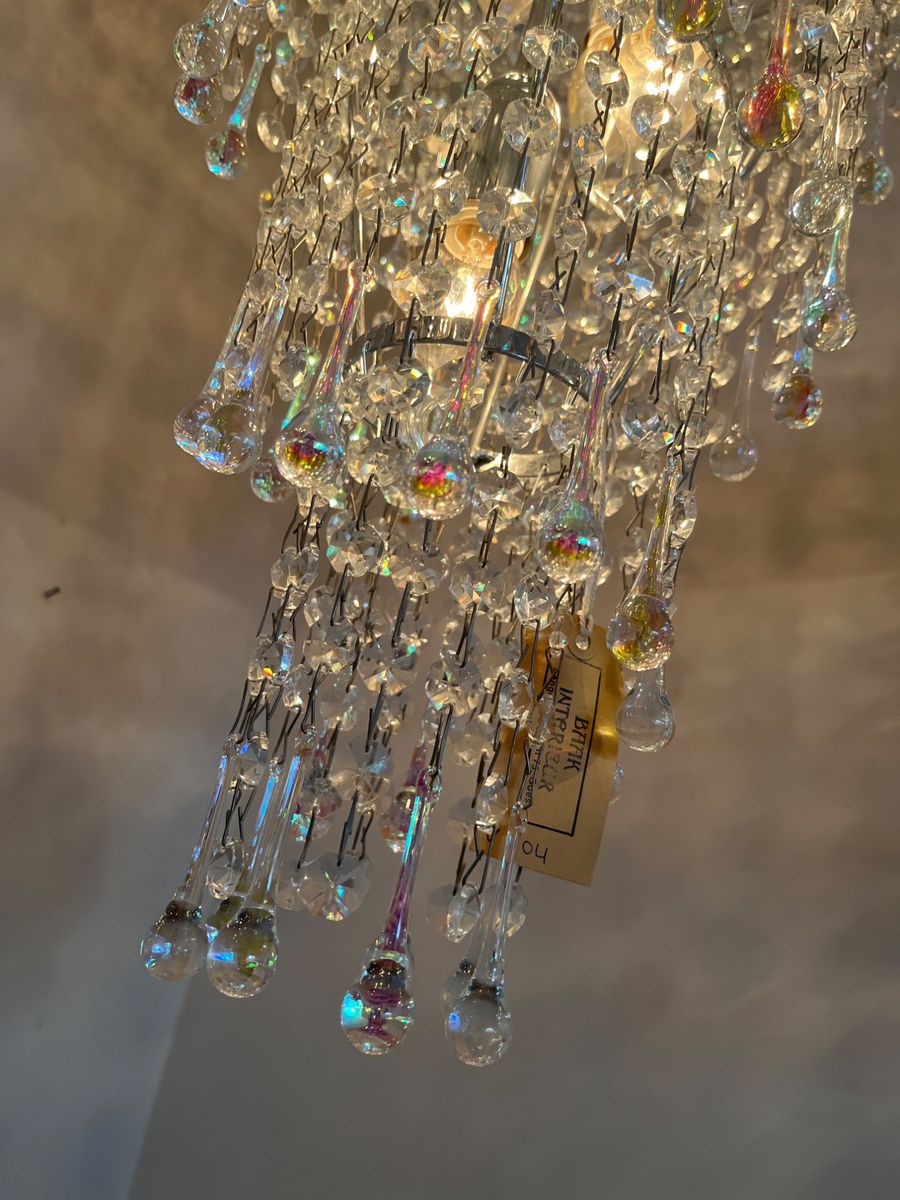 Xxl Vintage Opaline Teardrop Kroonluchter Pegels Kristal Hanglamp image 16