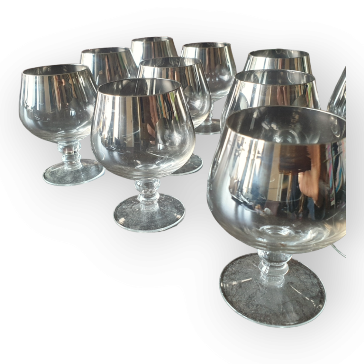 Set Van 11 Vintage Jaren 60 Zilver Ombre Cognac Glazen image 5