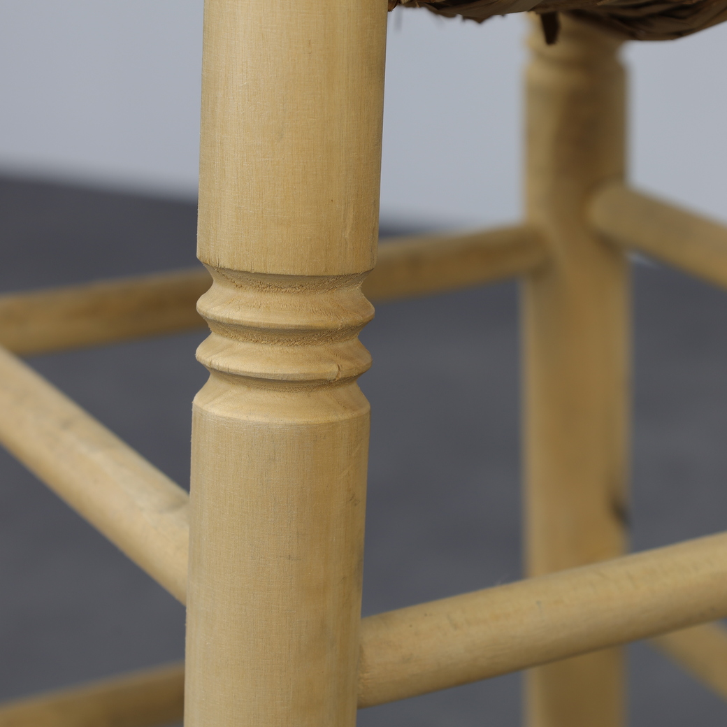 Set Of 4 Barstools In Wood And Cane, 1970s image 7