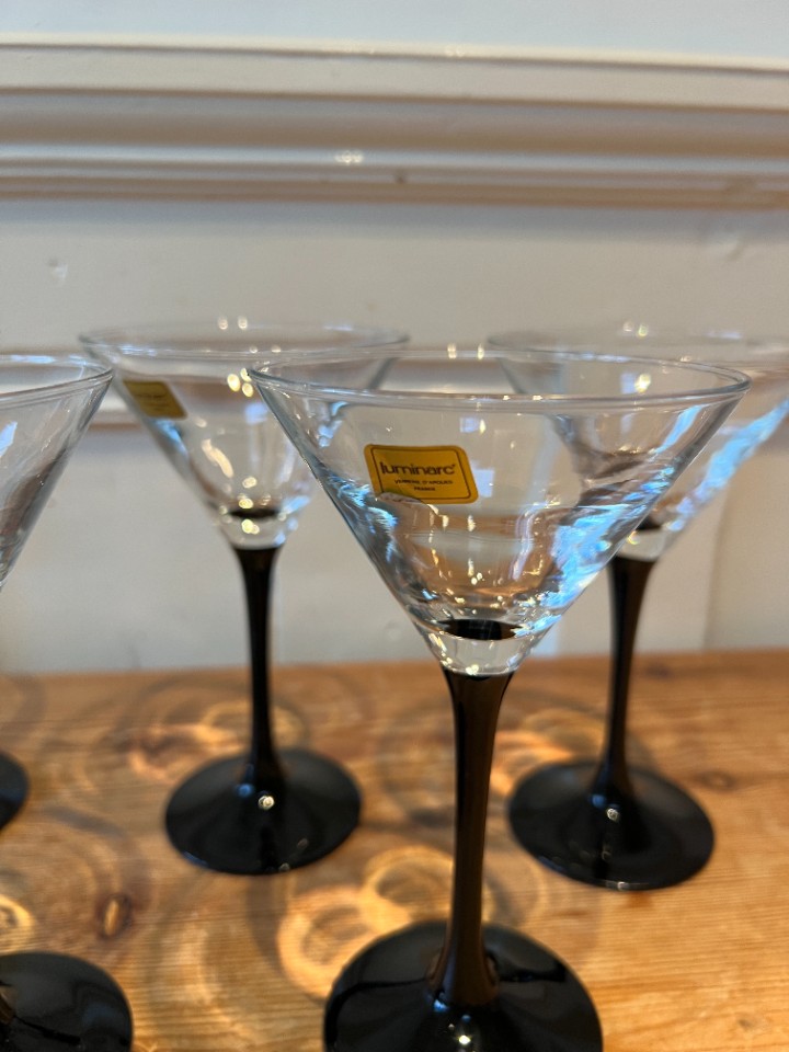 Feestelijke Luminarc Glazen, Zwarte Hoge Voet Martini Glazen Set Van 6 | Kerst image 2